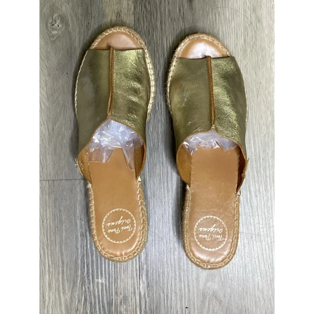 Toni Pons Gold Metallic Wedge Espadrilles 40 US 9